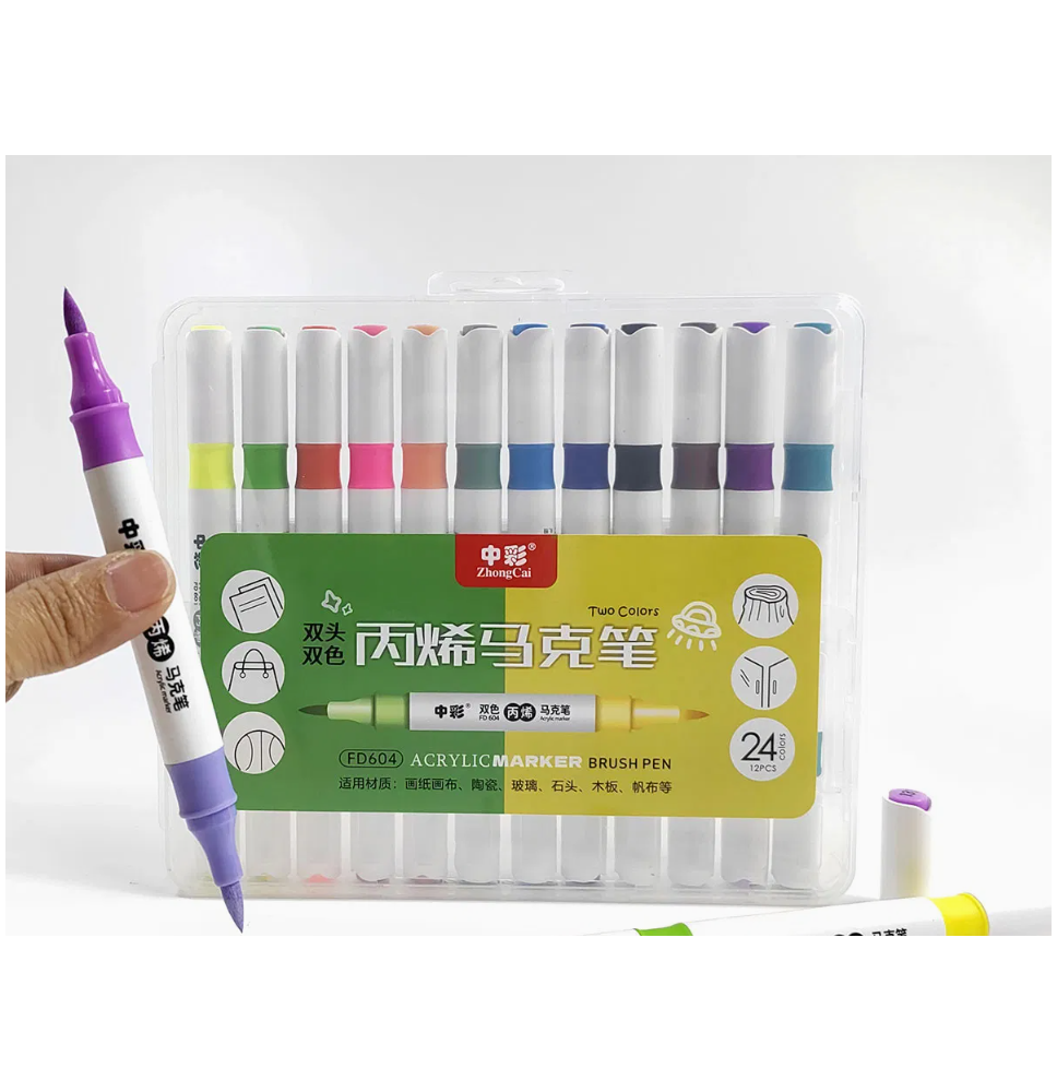 Acrylic Marker 12x24 Brush Pen 12Pc 1Box