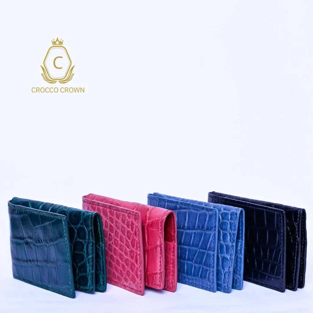 A luxurious wallet handcrafted from high-quality natural crocodile leather