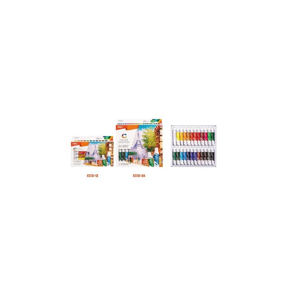 Deli Acrylic Colors 12 Shades 12Ml 1Pck