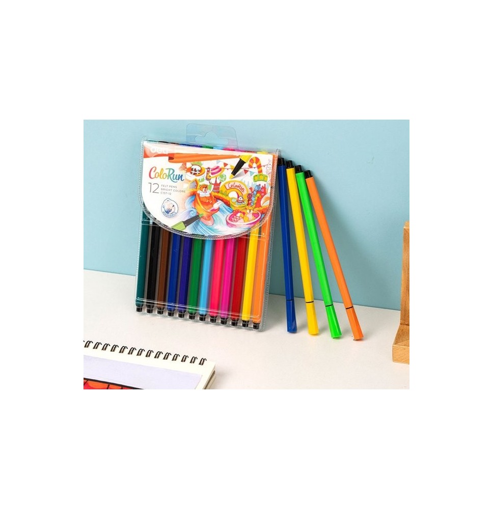 Deli Colorun Felt Pen 12Pc 1Pck