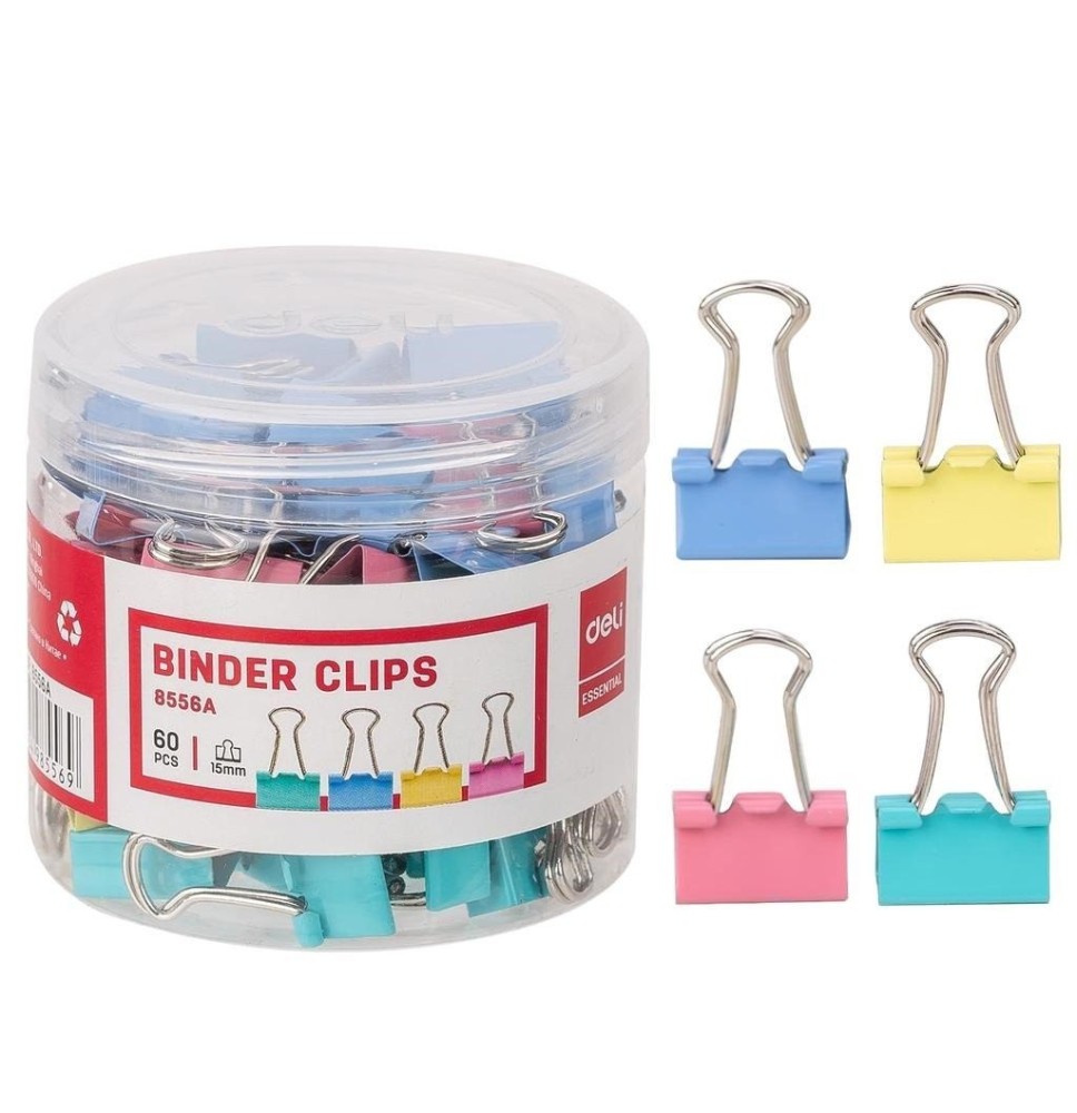 Deli Essential Asst. Binder Clips 60Pc 1Box