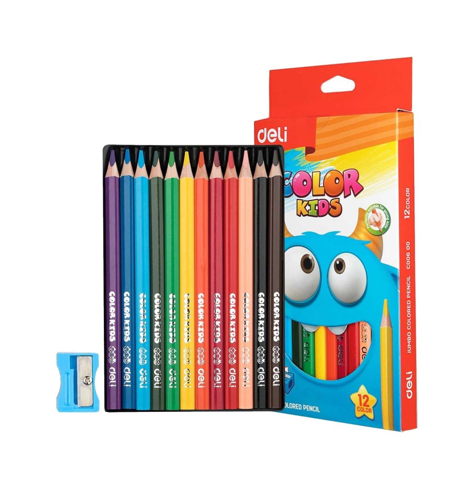 Deli Jumbo Color Pencil  12Pc 1Pck