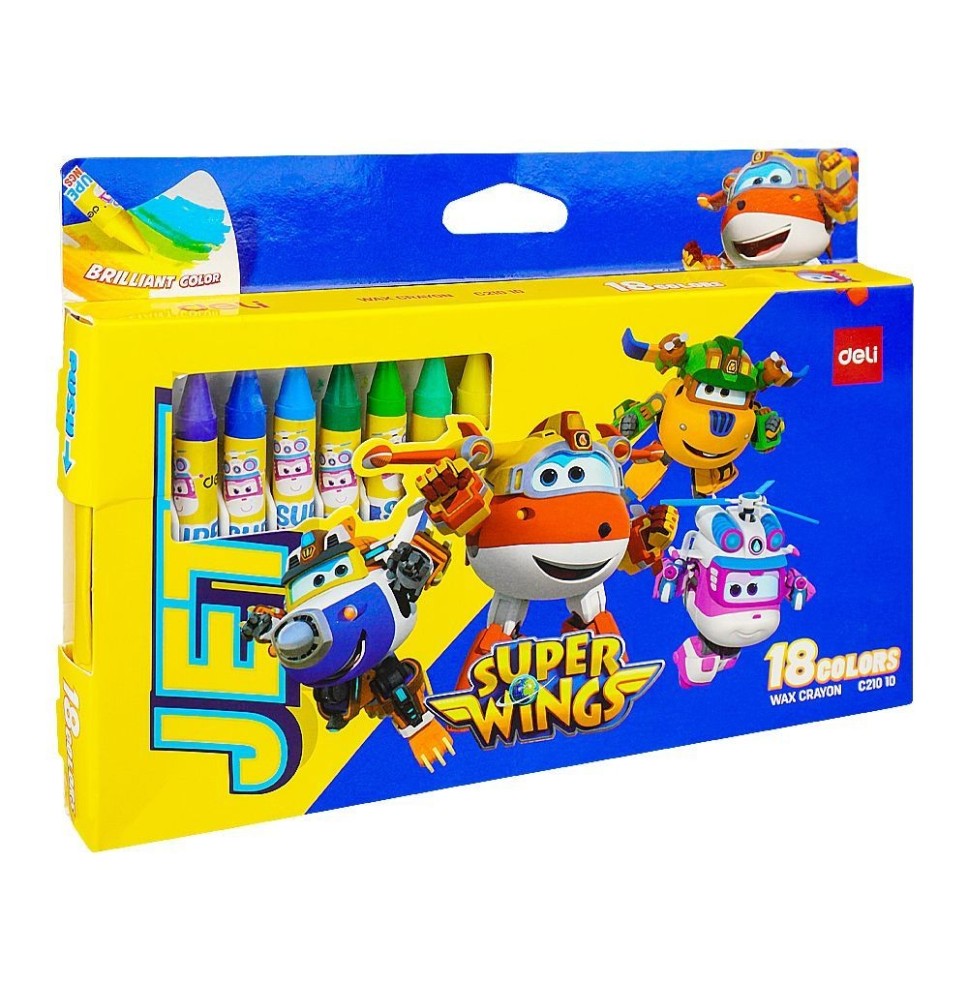 Deli Super wings Wax Crayons 18 Colors 1Pck