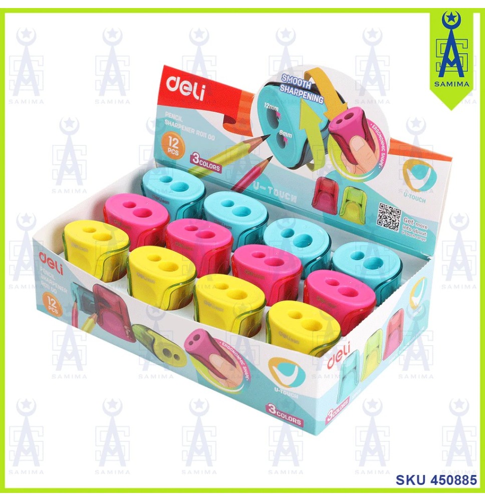 Deli U-Touch Two Hole Pencil Sharpeners 12Pc 1Pck