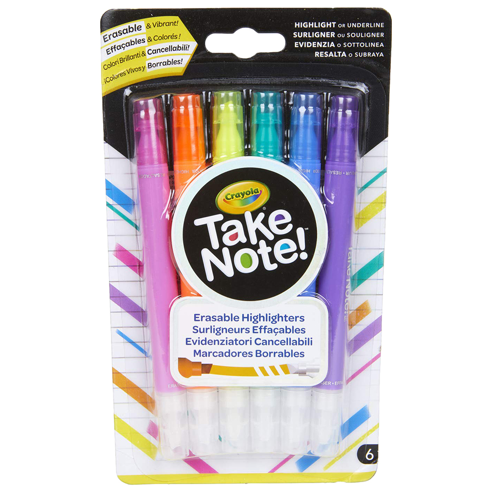Crayola 6 Ct. Take Note Eresable Highlighters