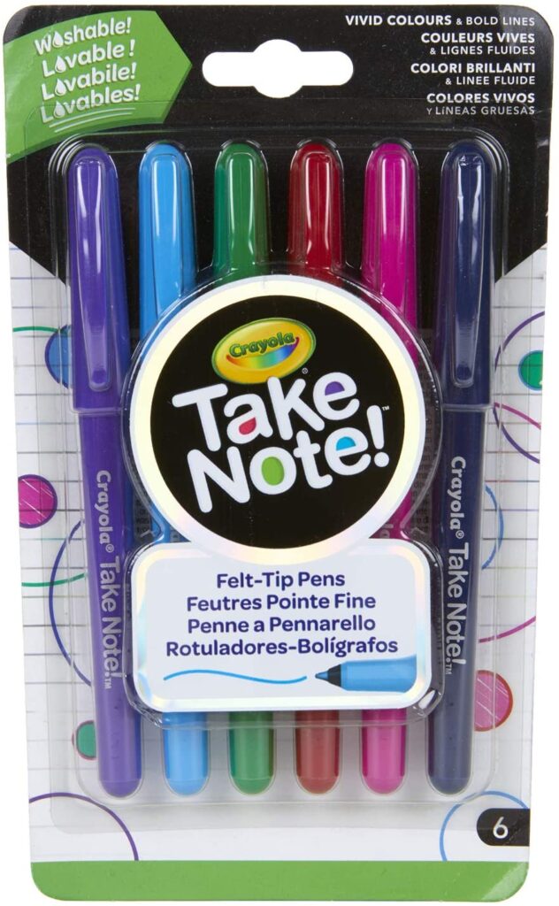 Crayola 6Ct Take Note! Ultra Fine Washable Felt Tip Marker Pen