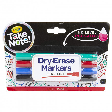 Crayola 4 Ct. Take Note! Fine Line Dry-Erase Markers, Colored