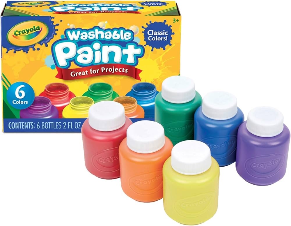 Crayola 6 Ct. Washable Kids Paint, 2-Oz. Bottles, Assorted Colors - Non-Peggable