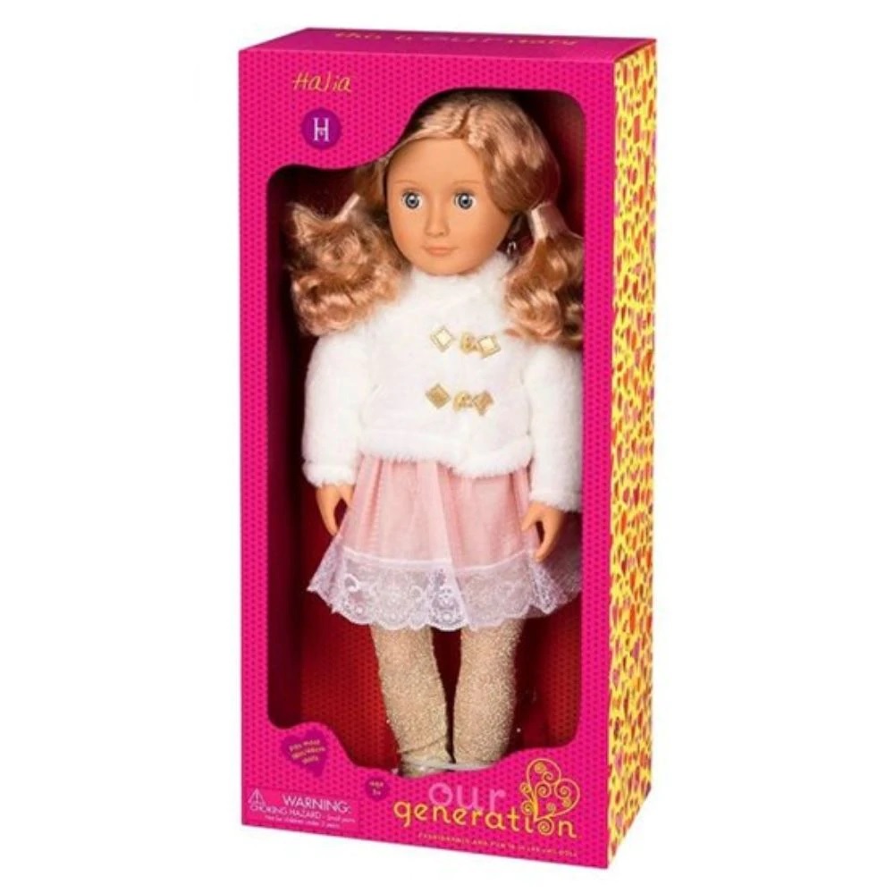 Our Generation Doll With  White Faux Fur Jacket-Halia