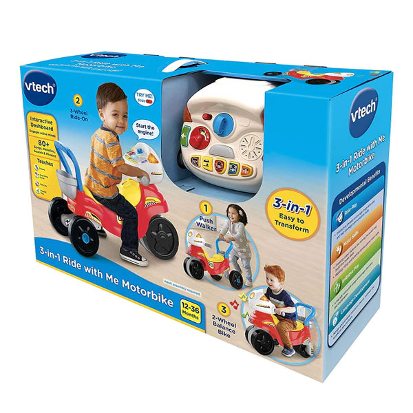 Vtech 3-In-1 Ride With Me Motorbike,Red