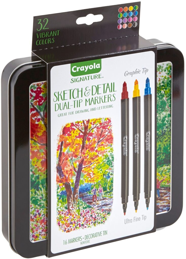 Crayola Signature 16 Ct  Sketch And Detail Dual-Tip Markers