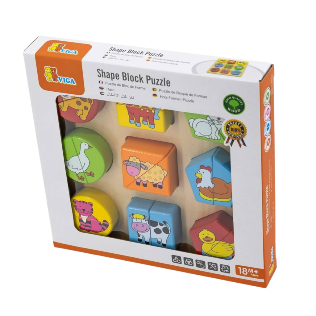 Viga Shape Block Puzzle - Farm Animals
