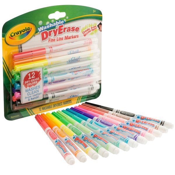 Crayola 12 Ct. Washable Dry-Erase Markers, Fine Line