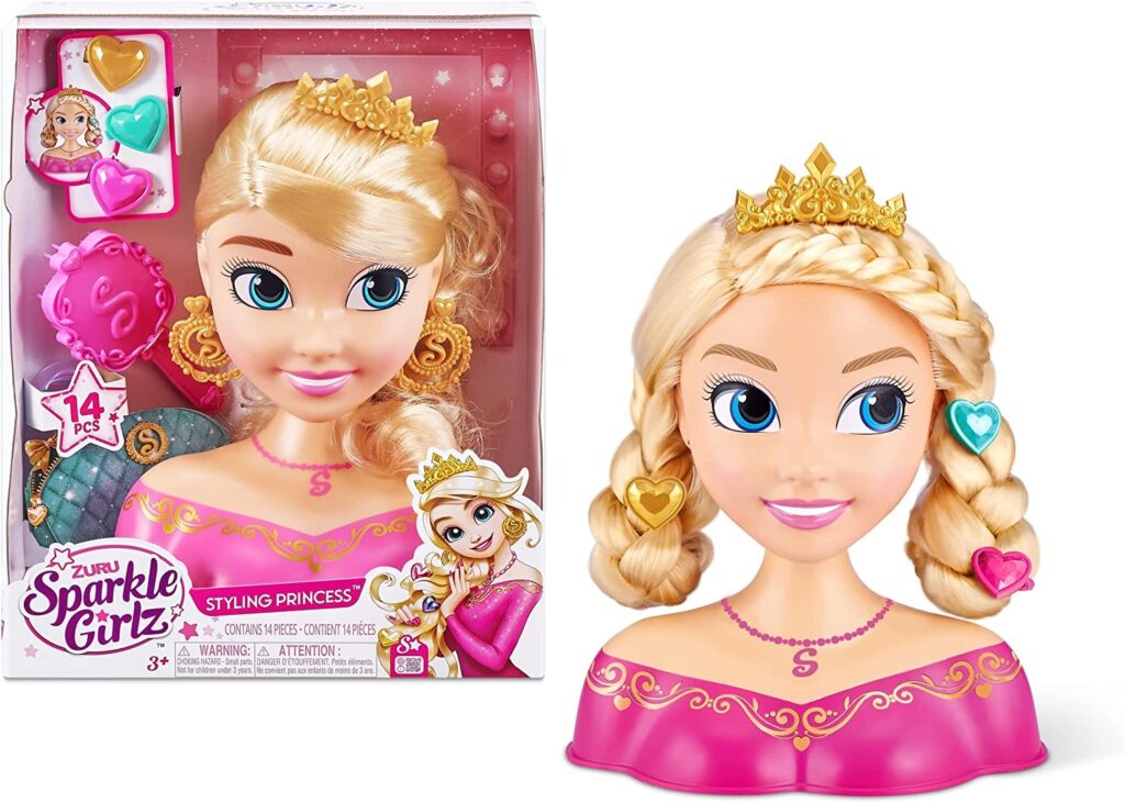 Zuru Sparkle Girlz Styling Heads Without Hairstyling Head Window Box,Bulk,12Pcs,No Inner,Std Color