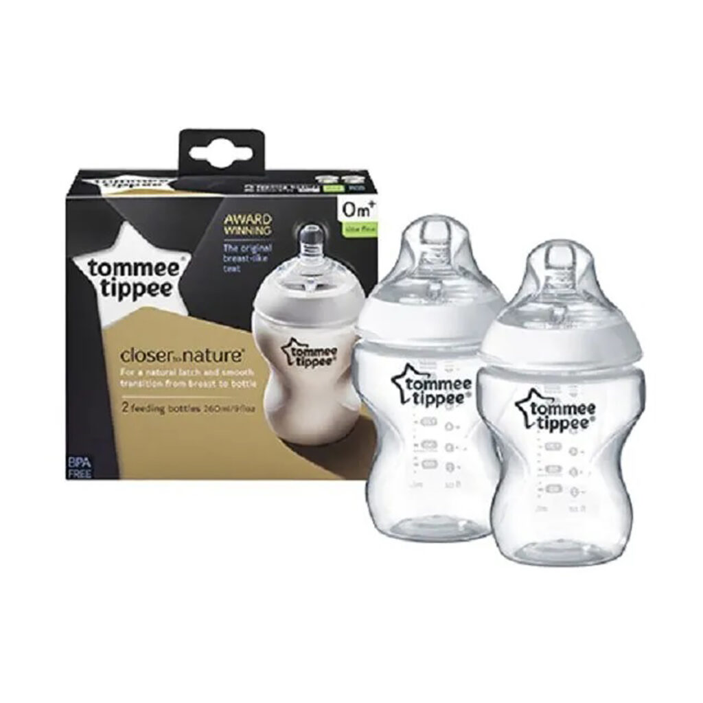 Tommee Tippee Closer To Nature Feeding Bottle, 260Ml X 2  - Clear