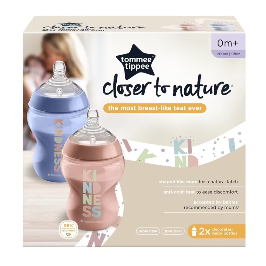 Tommee Tippee Closer To Nature Feeding Bottle, 260Ml X 2 - Girl