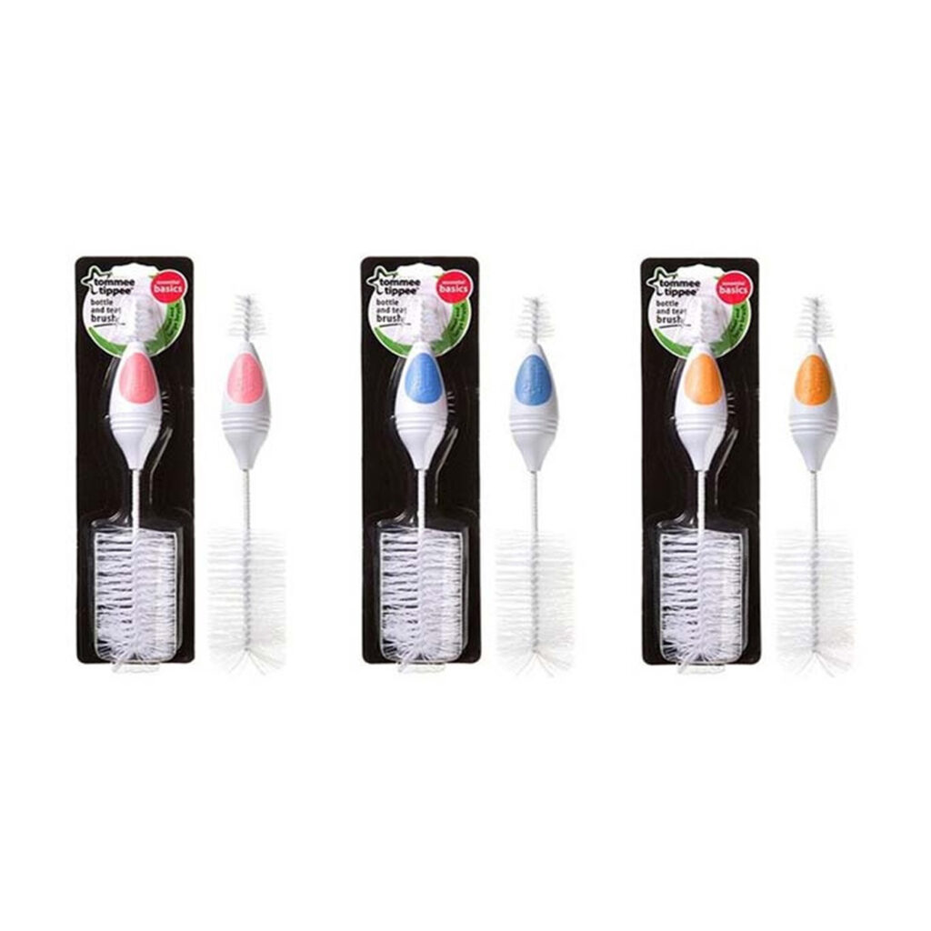 Tommee Tippee Essentials Bottle Brush And Teat Brush - Pink/Blue/Orange