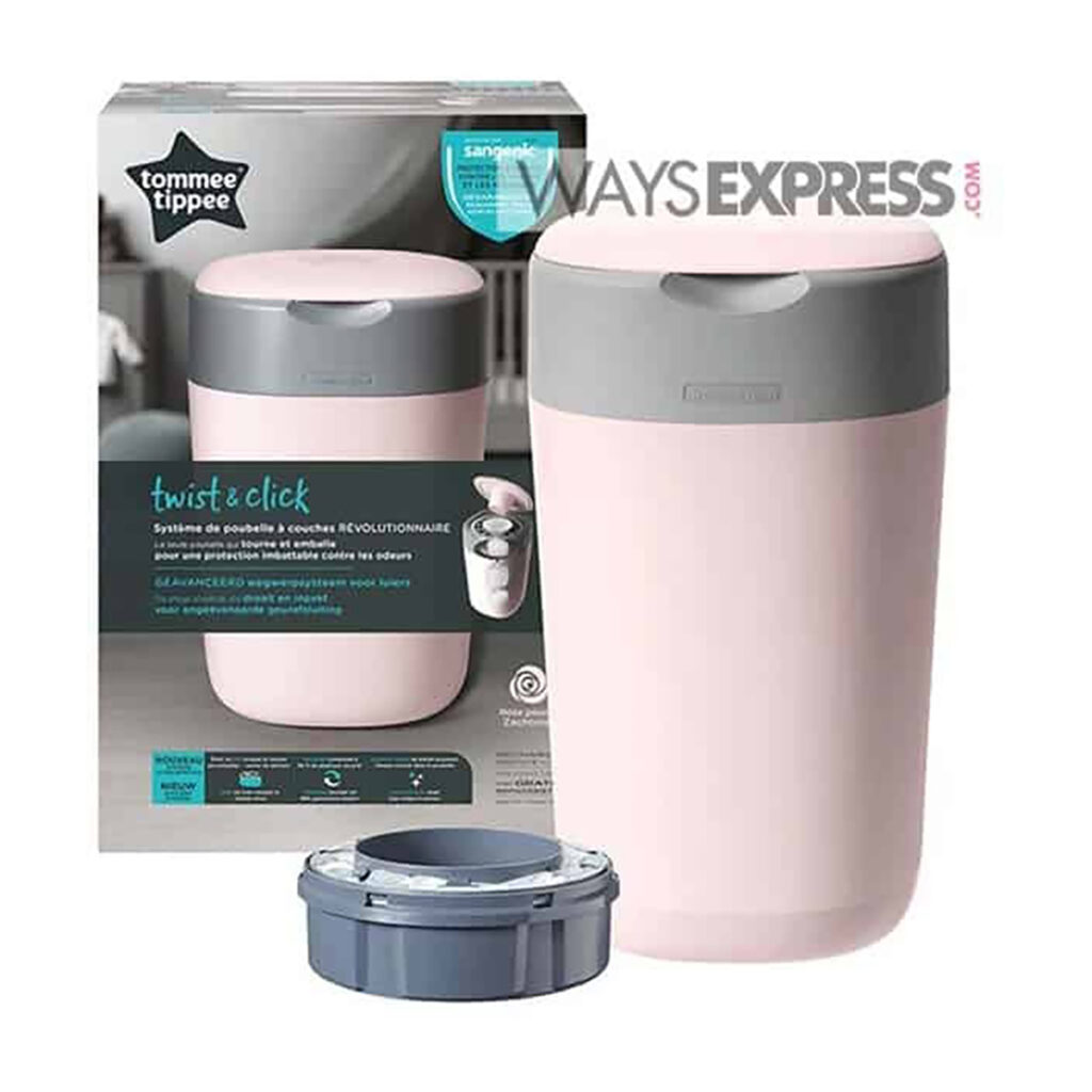 Tommee Tippee Twist And Click Advanced Nappy Bin, Pink