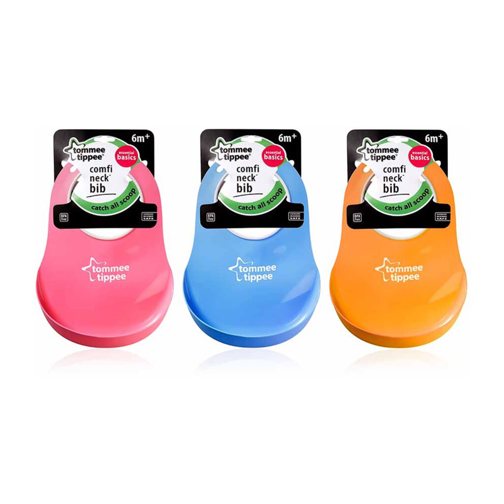 Tommee Tippee Essentials Comfi Neck Catch Bib- Pink/Blue/Orange
