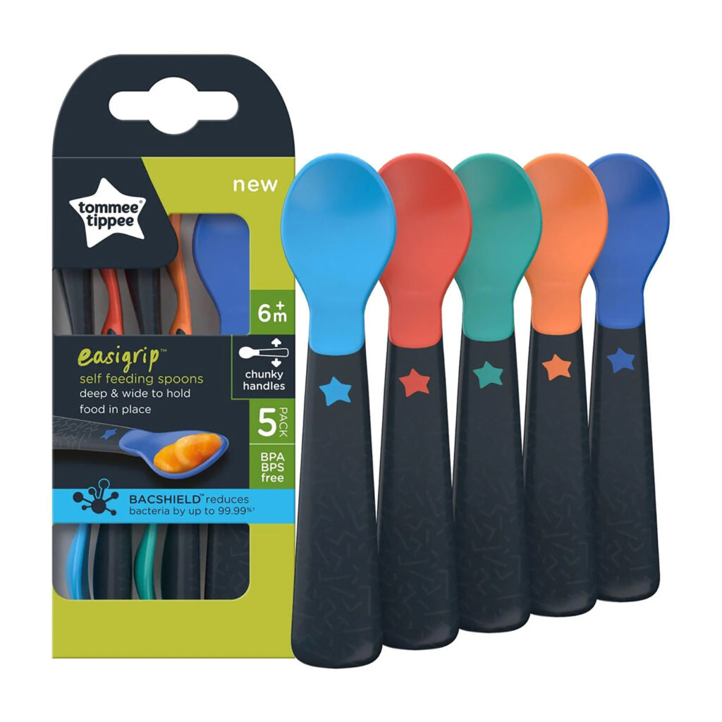 Tommee Tippee Easi Grip Self Feeding Spoon, 6 M+ ( Pack Of 5)