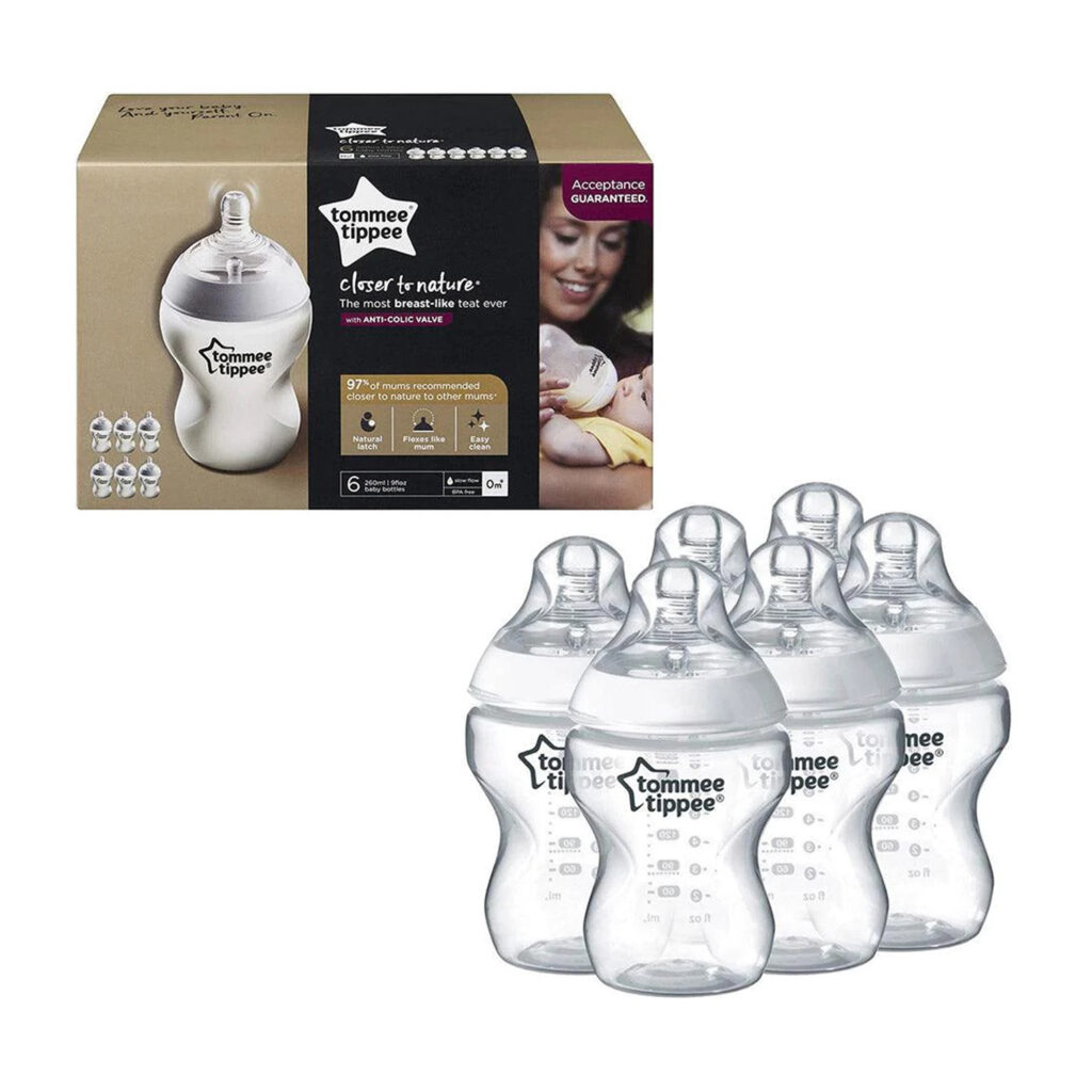 Tommee Tippee Closer To Nature Feeding Bottle, 260Ml X 6  - Clear