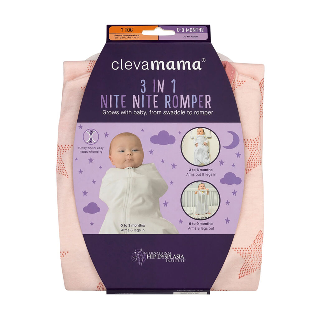 Clevamama 3 In 1 Nite Nite Romper 1 Tog - Pink (0-9M)