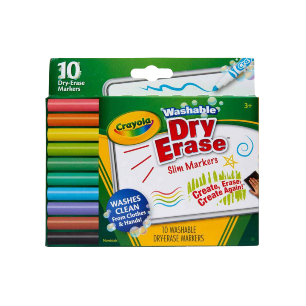 Crayola 10 Ct Slim Dry-Erase Markers, Washable
