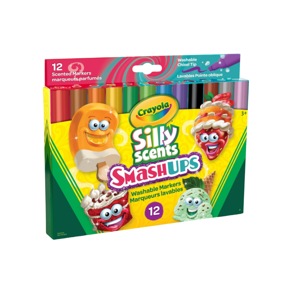 Crayola 12 Ct Silly Scents Smash Ups, Wedge Tip Scented Washable Markers