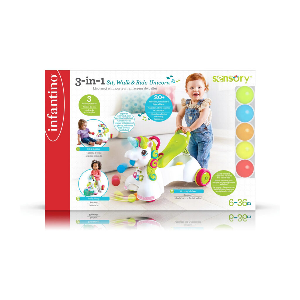 Infantino-3-In-1 Sit, Walk & Ride Unicorn