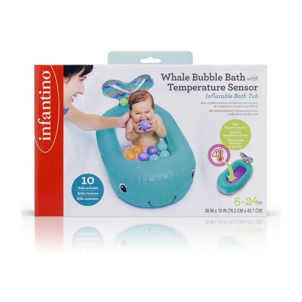 Infantino Whale Bubble Bath With Temperature Sensor Inflatable Bath Tub