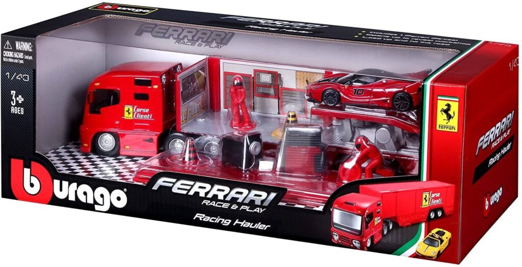 Bburago 18-31202 1/43 Ferrari Race & Play Racing Hauler, Include 1 Car 47531202