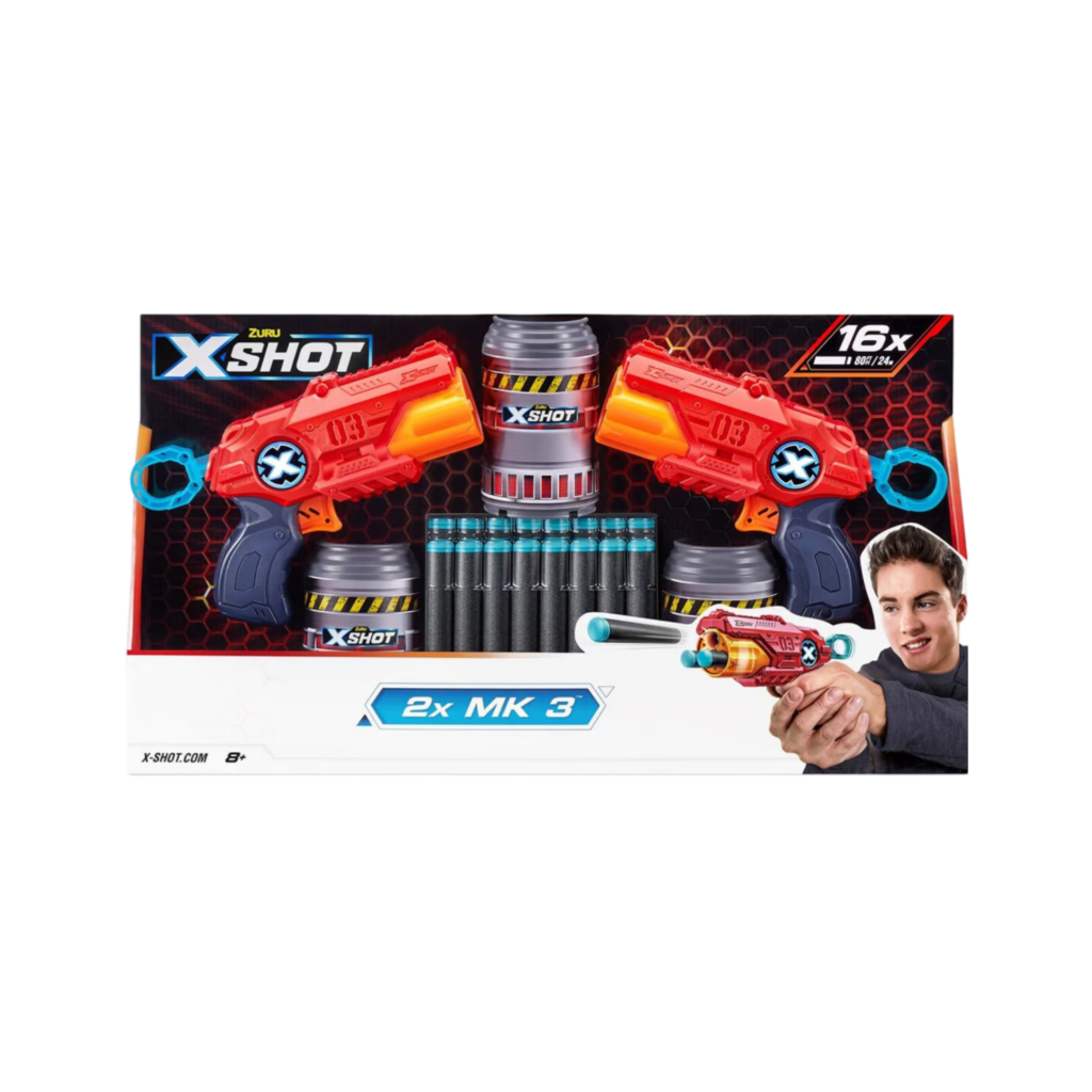 X-Shot Mk 3 Double Pack (2 Shooters, 3Cans, 16 Darts)