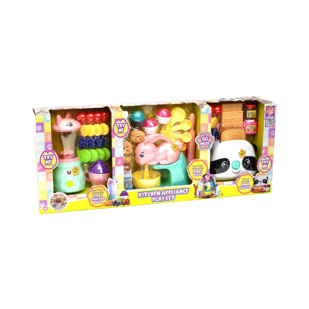 Zoo Troop Kitchen Appliance Playset, Includes B/O Kitty Blender, B/O Bunny Mixer & Toaster