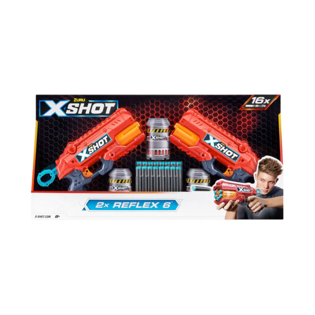 X-Shot Excel Reflex-6 Double Pack [2Shooters] (3Cans/16Darts)