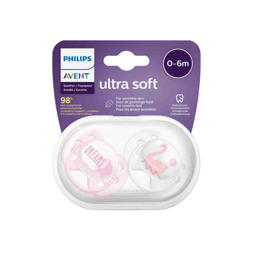 Philips Avent Soother Sil Soft 0-6 Months Girl Deco X2