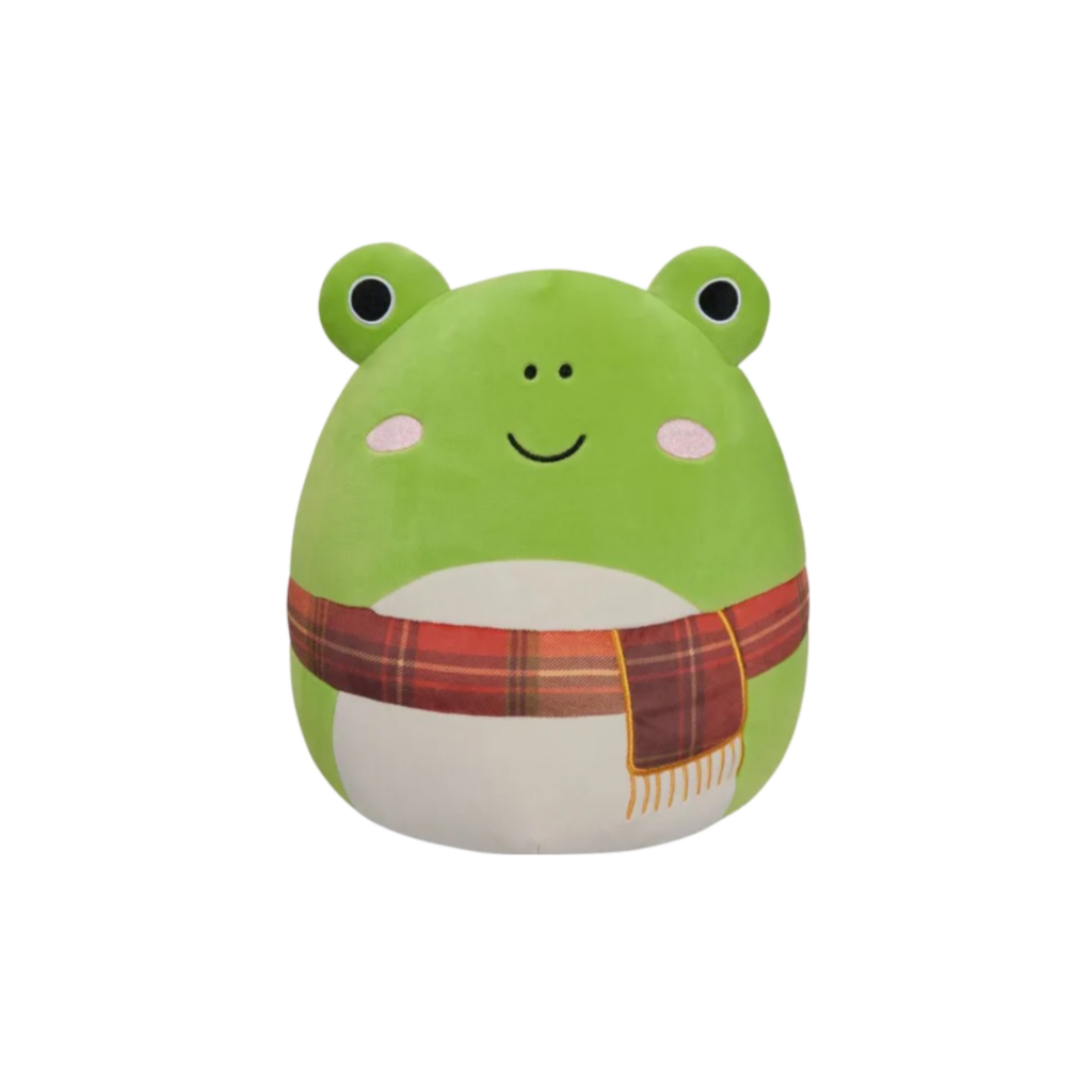 Squishmallows  Medium Plush 12" Sqm Wendy -Green Frog W/Plaid Scarf