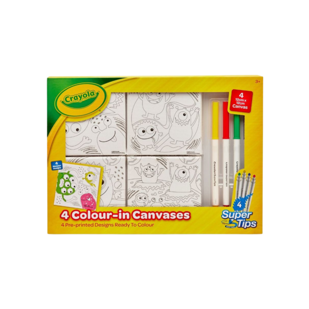 Crayola 4Pk Mini Canvases - Monsters With 4 Crayola Super Tips