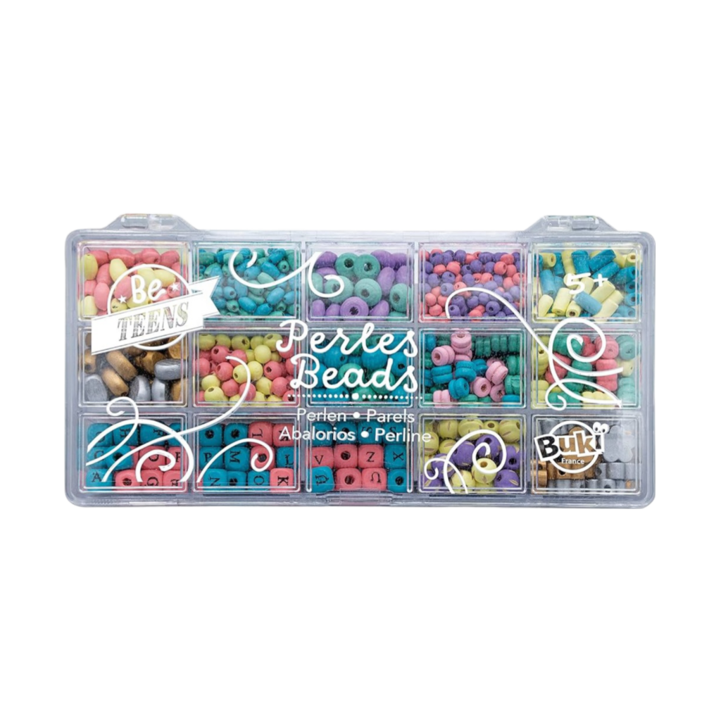 Buki Box Of Wooden Beads  Colours