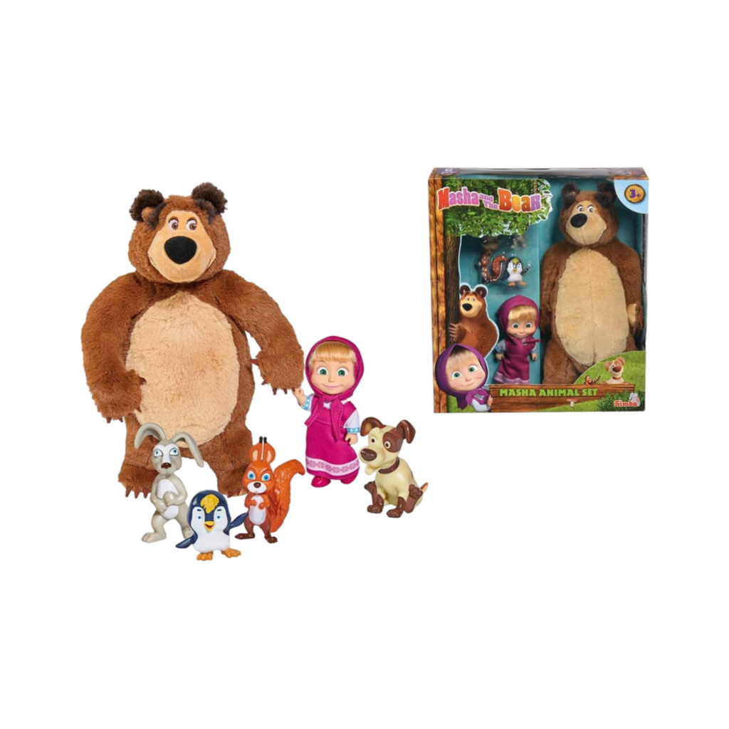 Simba Masha And The Bear Set Plush Bear + Doll + Animals