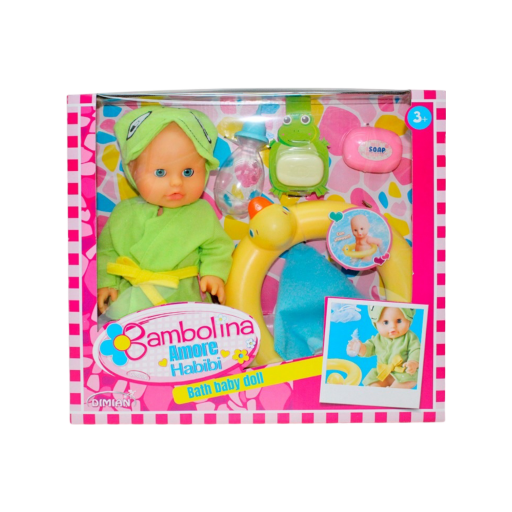 Bambolina Amore 30Cm Bath Baby Doll With Bathing Set