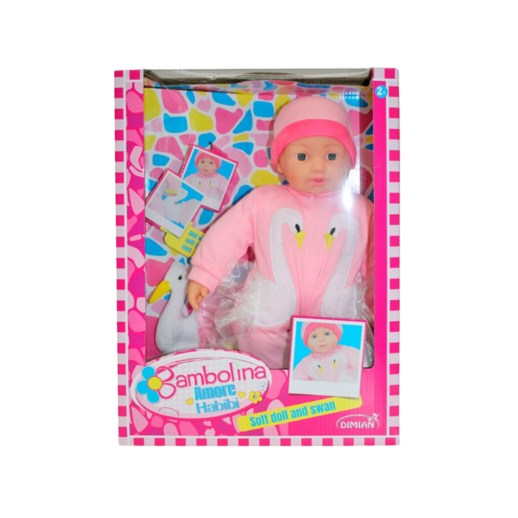 Bambolina 41Cm Doll With New Dress With Plush Toy- Swan