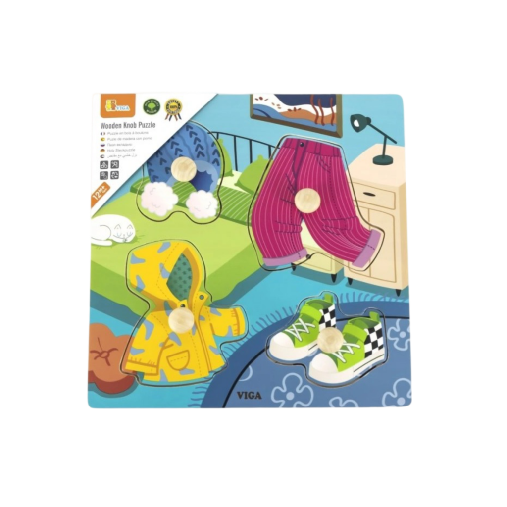 Viga Wooden Knob Puzzle - Clothes