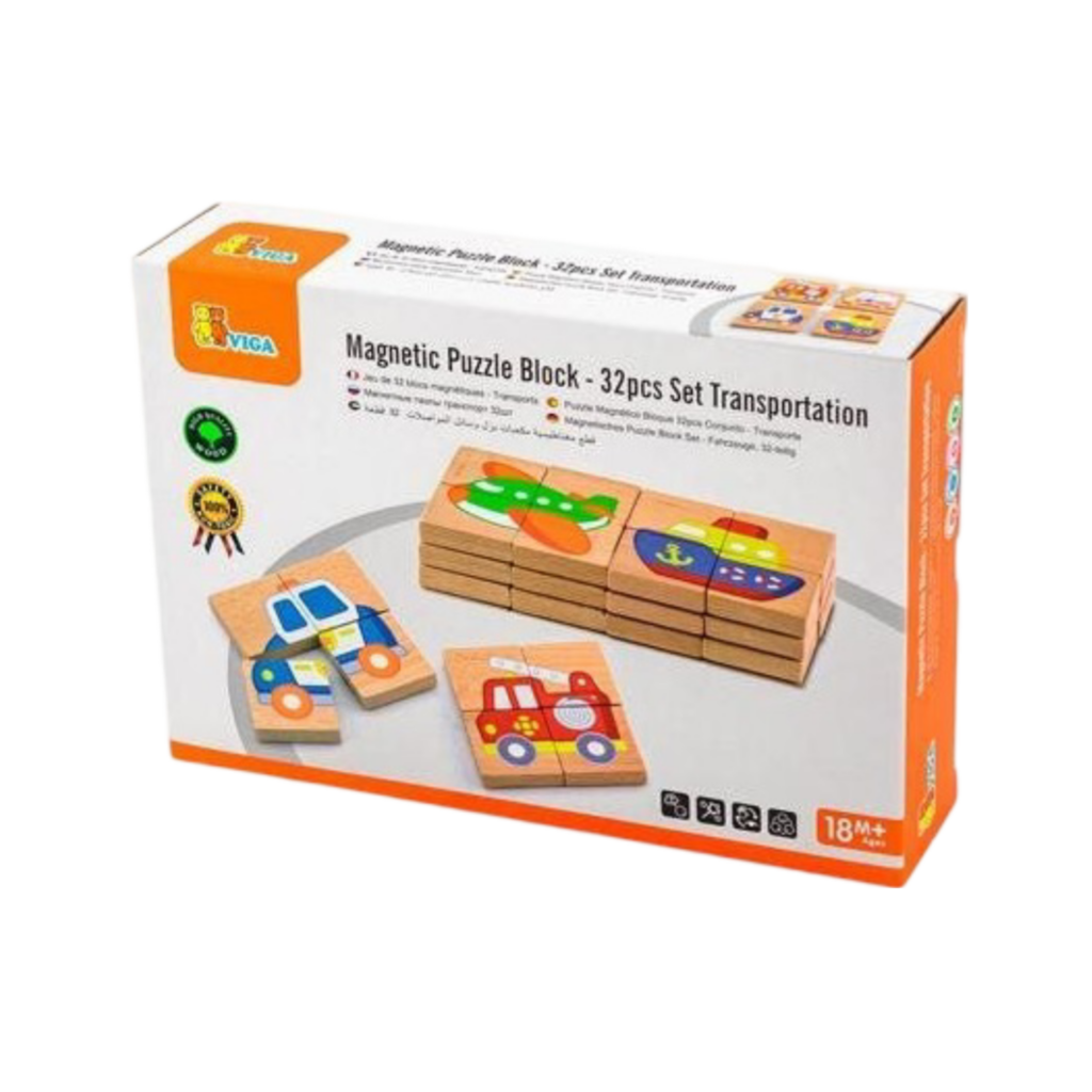 Viga Magnetic Puzzle Block 32Pcs Set Transportation