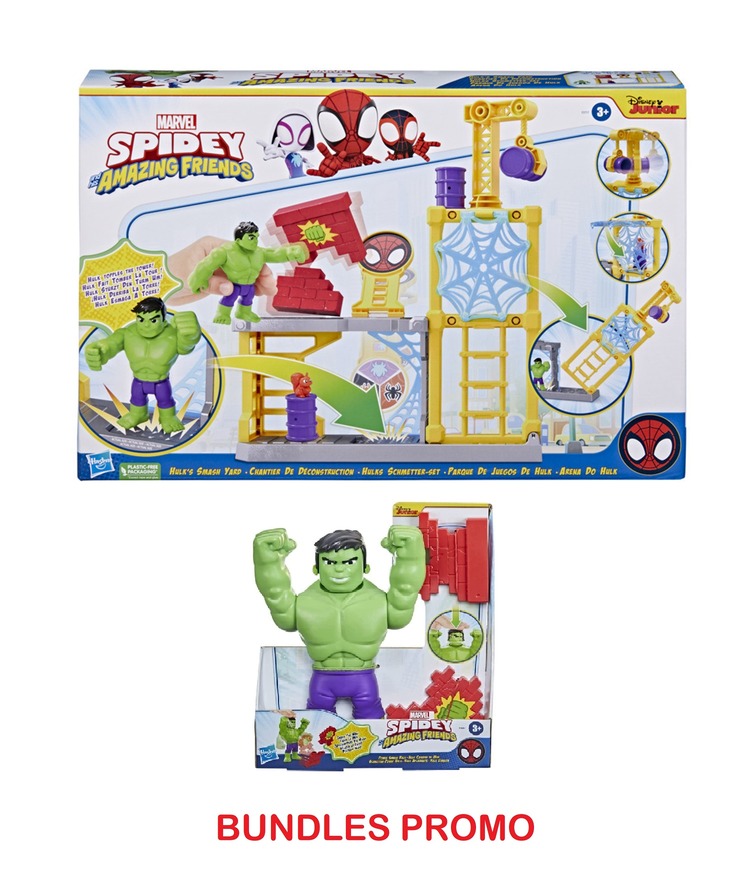 Hasbro Spidey & Amazing Friends  F3717/F5067 - Saf Hulk Smash Yard Playset Bundle