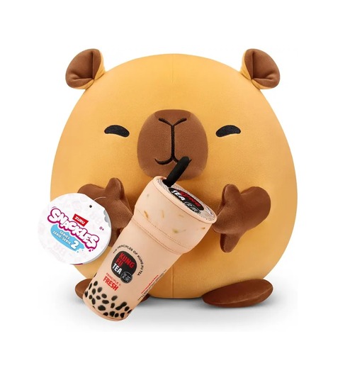 Zuru Snackles Plush 16"Series 2 - Plush 16" Capybara & Kung Fu Tea (Bubble Tea)