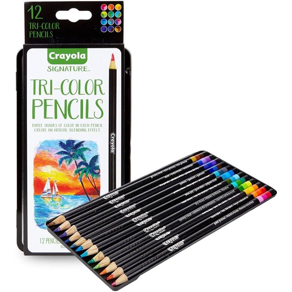 Crayola Signature,12 Ct. Tri-Color Pencils With Tin