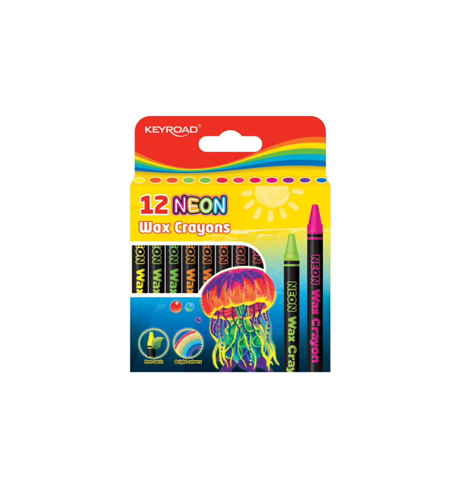 Keyboard Neon Wax Crayons 12Pc 1Pck