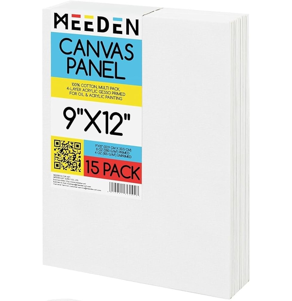 Meeden Canvas Panel Thin 9x12 15Pc 1Pck