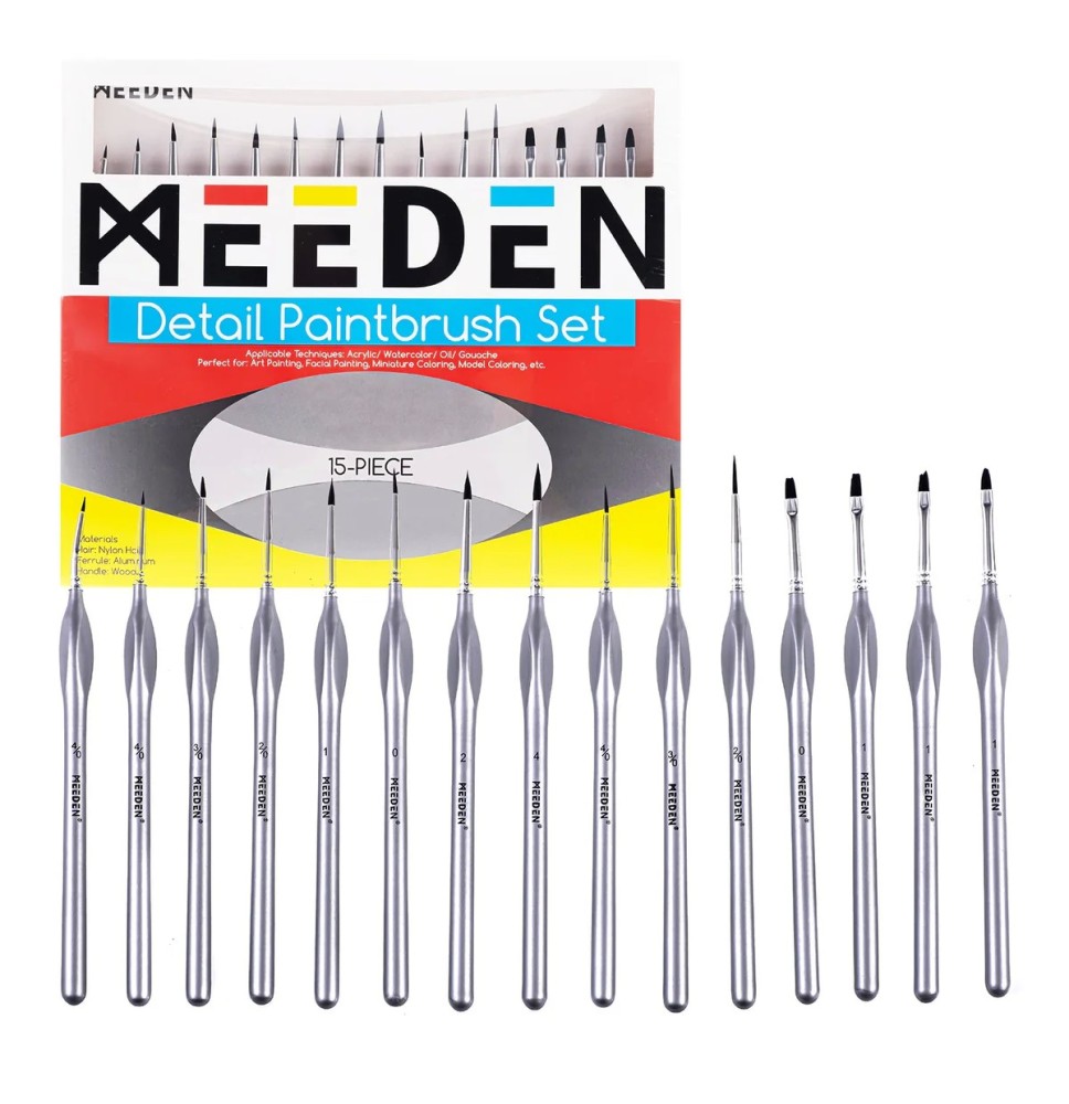 Meeden Micro Detail Paint Brush 15Pc 1Box