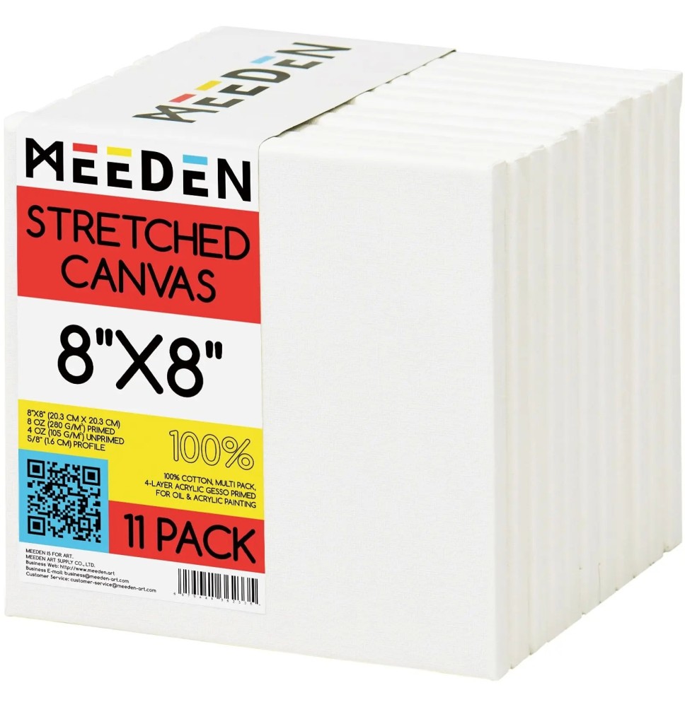 Meeden Stretched Canvas 8x8 11Pc 1Pck
